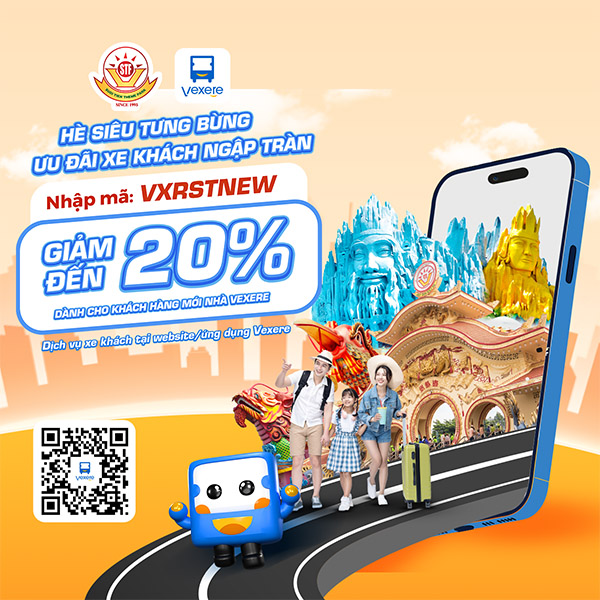 Giảm đến 20% khi đặt dịch vụ xe khách tại website/ứng dụng Vexere