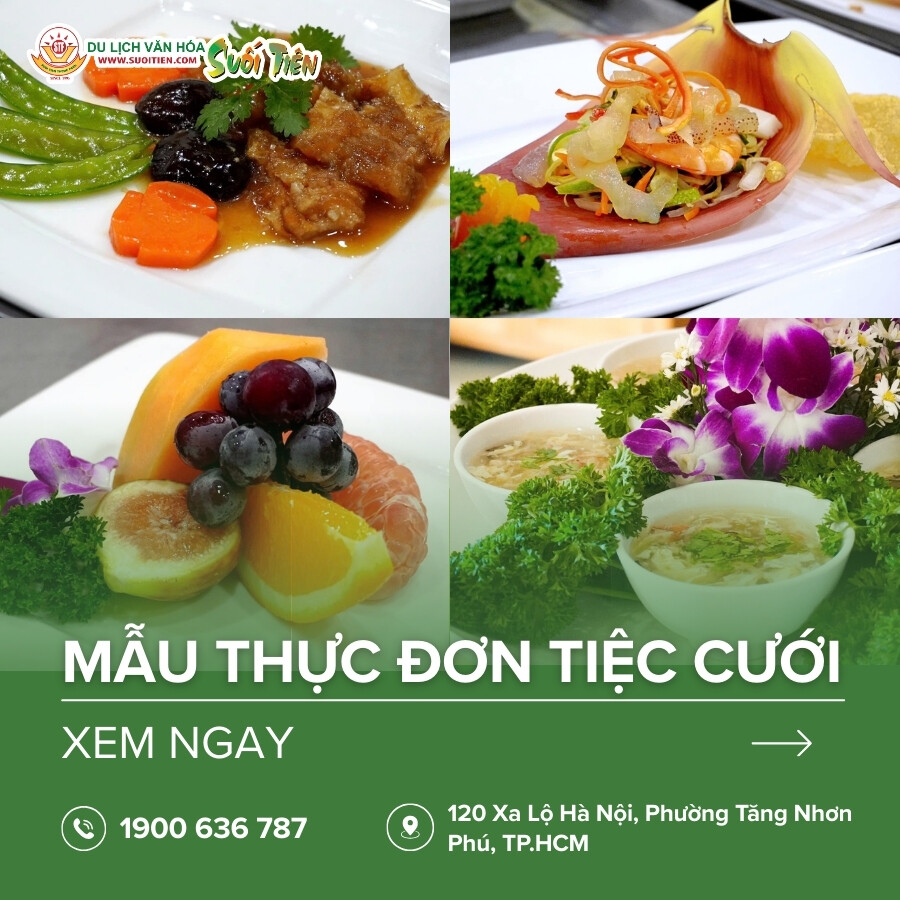 Gợi ý 4 mẫu thực đơn tiệc cưới theo concept 4 mùa tại Suối Tiên