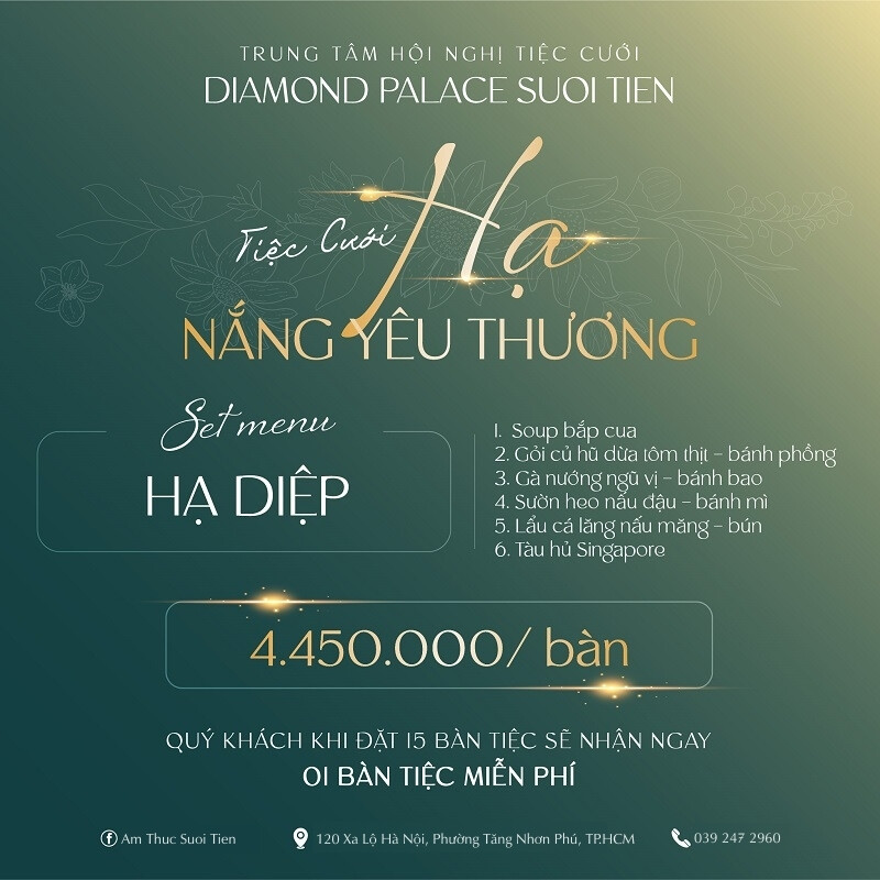 Set menu "Hạ Diệp" với 6 món ăn hấp dẫn, mang đến trải nghiệm ẩm thực đáng nhớ cho ngày trọng đại 