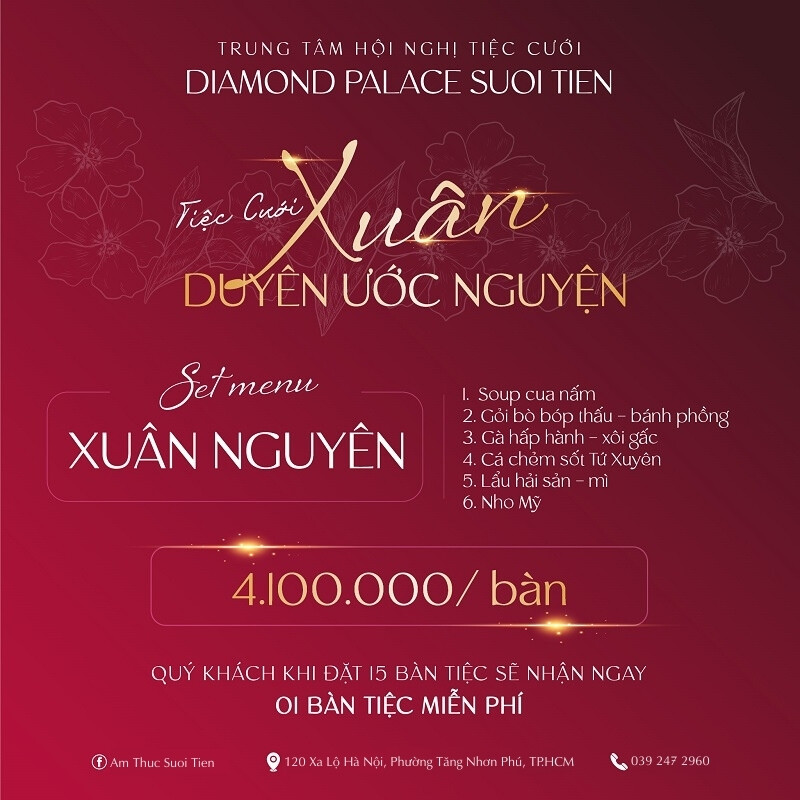 Set menu “Xuân Nguyên” - Xuân Duyên Ước Nguyện tại Diamond Palace Suối Tiên
