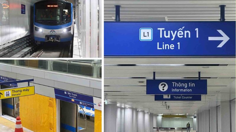 Hệ thống biển chỉ dẫn r&otilde; r&agrave;ng tại c&aacute;c trạm metro số 1