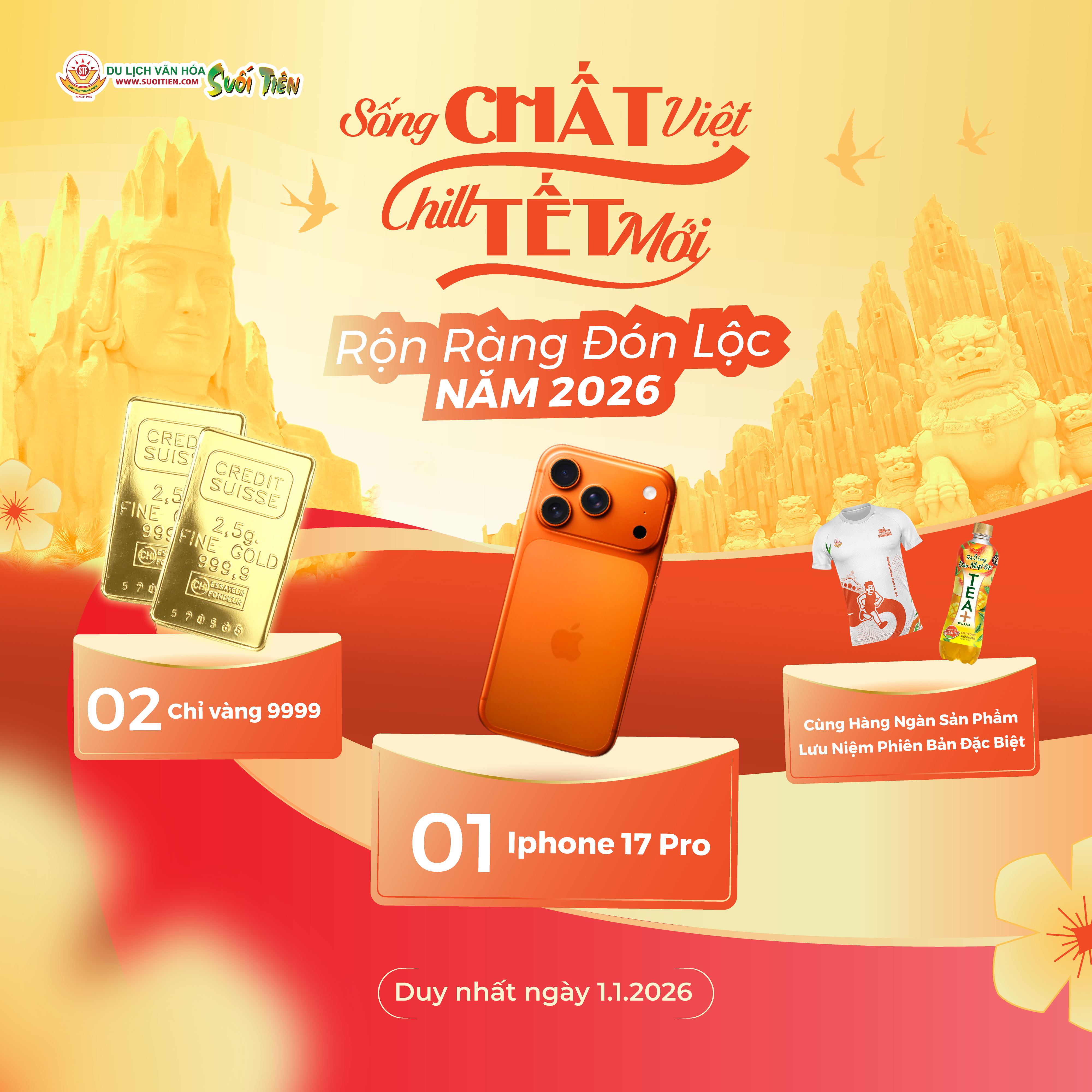 Đón Tết Dương Lịch tại Suối Tiên, Cơ hội nhận lộc vàng và Iphone 17 Pro 