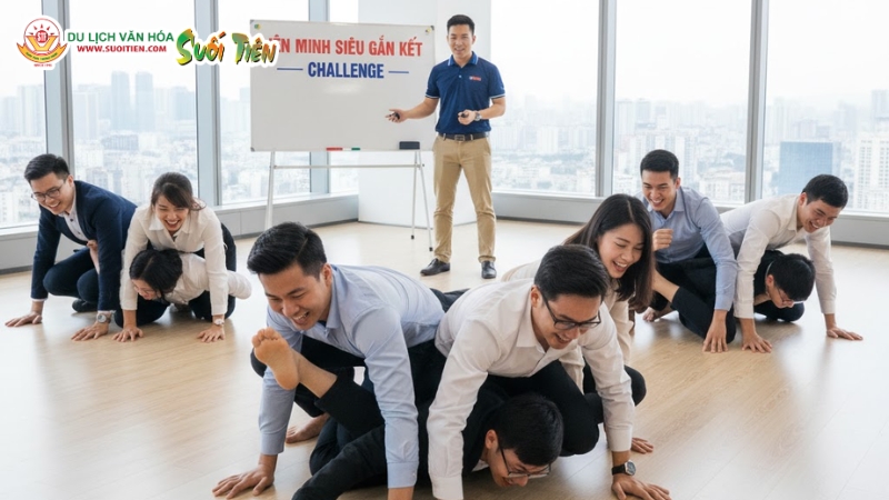 Di chuyển đồng đội trong team building trong nh&agrave;
